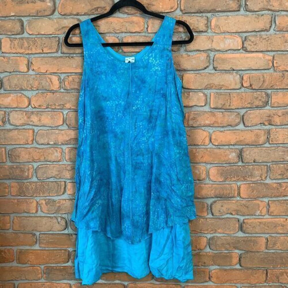 Lost River Clothing Co Floral Layered Swing Dress Mini Tunic Summer Blue Size XS